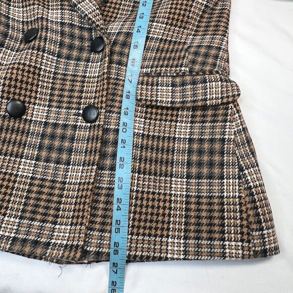 Deluc Maverick Blazer Plaid Oversized Preppy Coat Brown tan Black Large - Picture 9 of 14